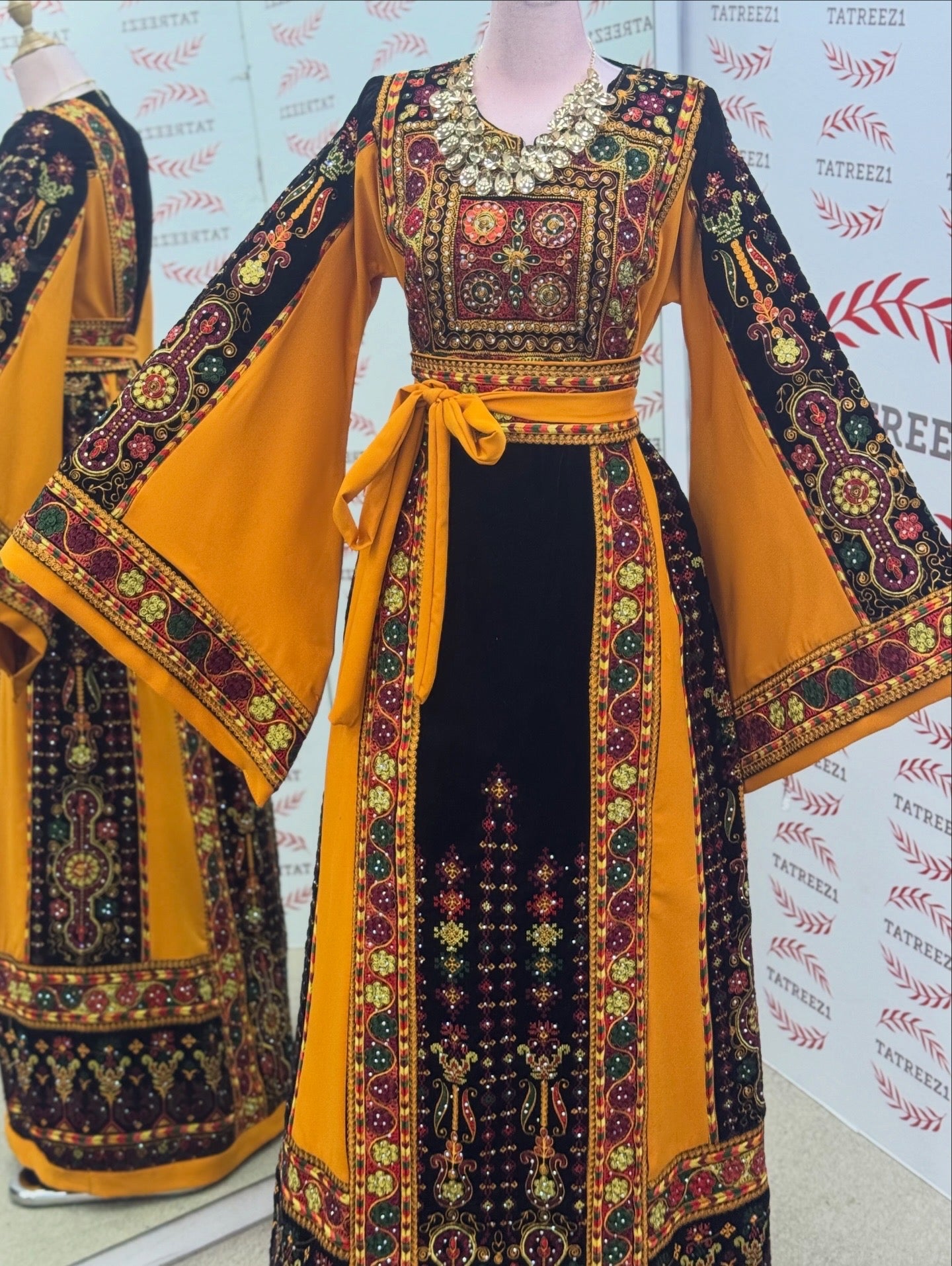 Midnight Velvet Embroidered Palestinian Fellahi Thobe