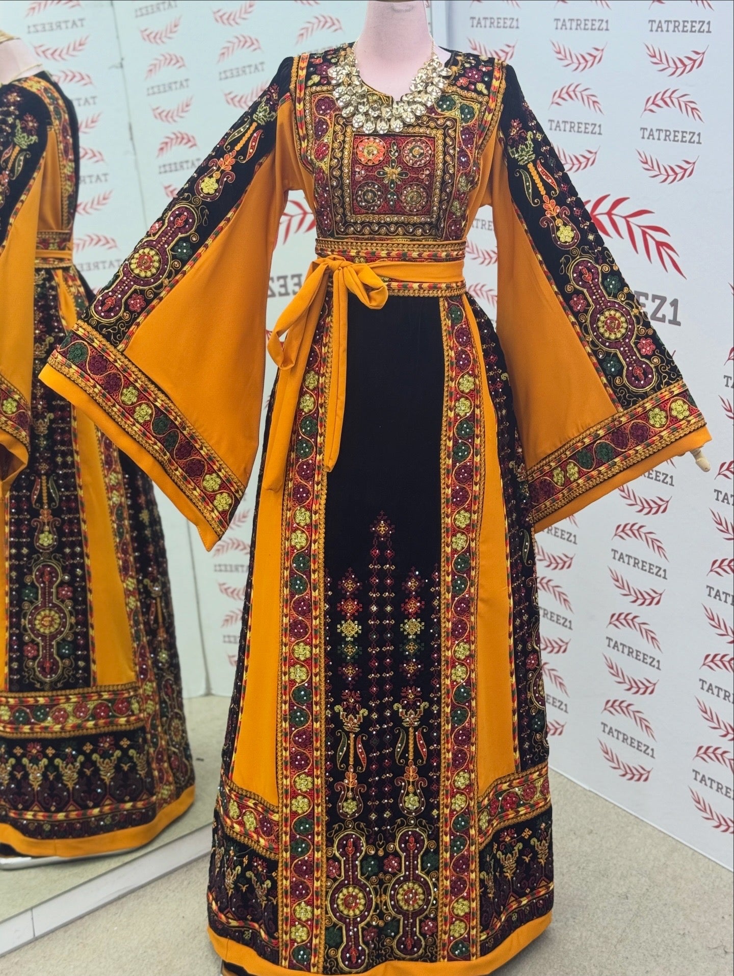 Midnight Velvet Embroidered Palestinian Fellahi Thobe