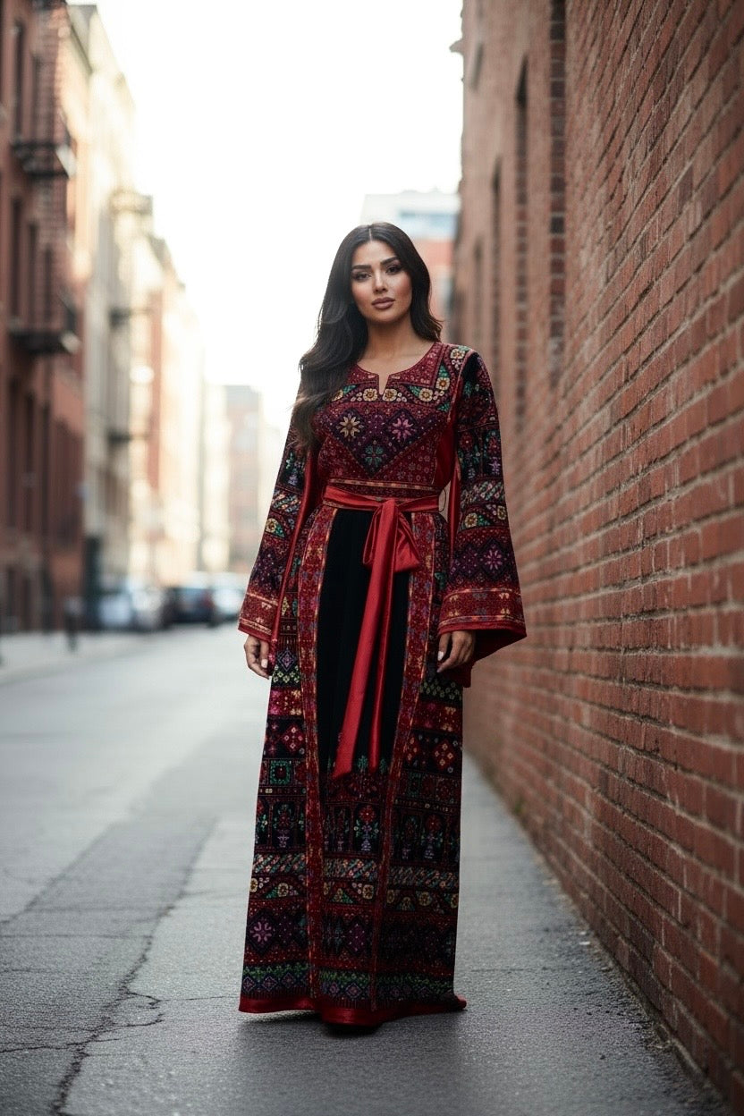 Red/ Black Embroidery Palestine Thoub