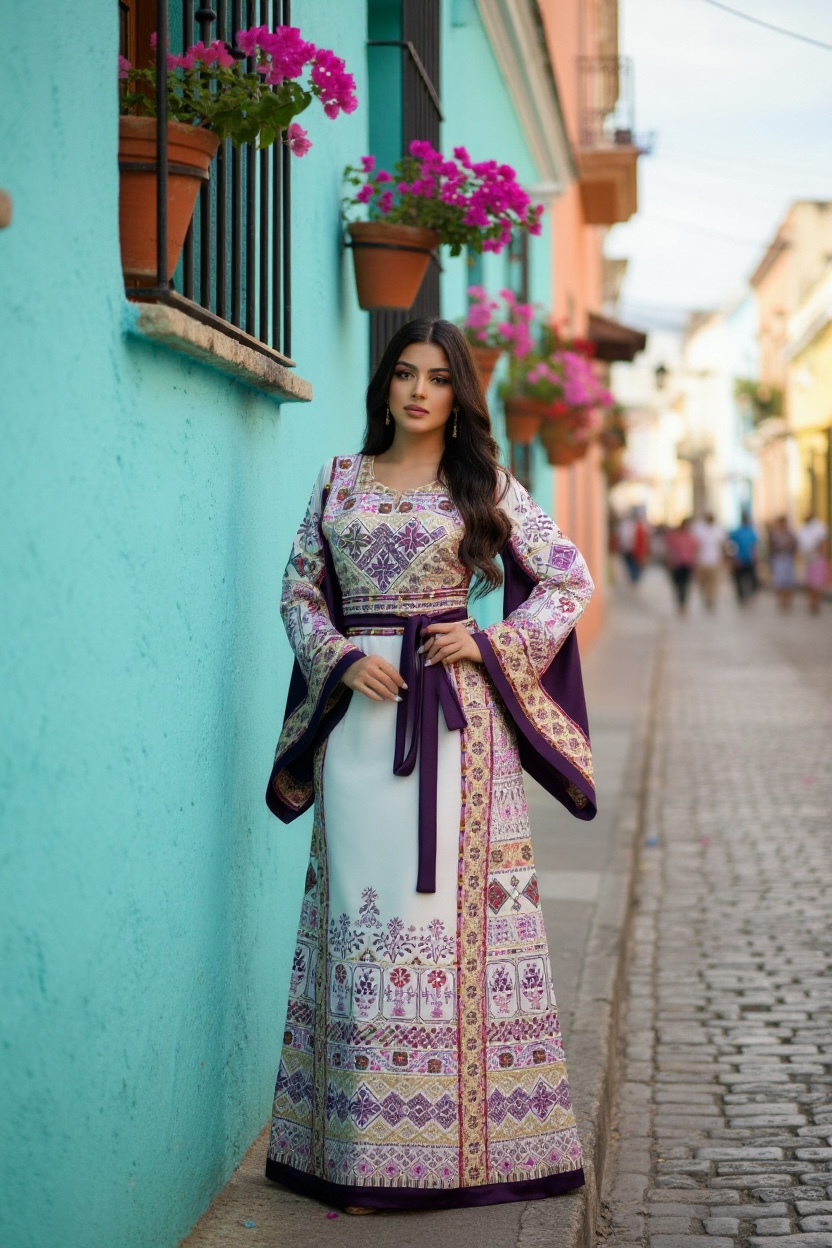 The Imperial Violet Thobe Sultanah Collection Palestine Thoub