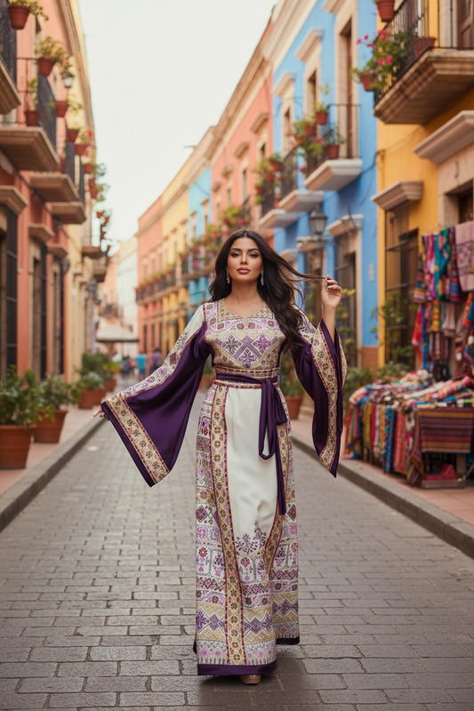 The Imperial Violet Thobe Sultanah Collection Palestine Thoub