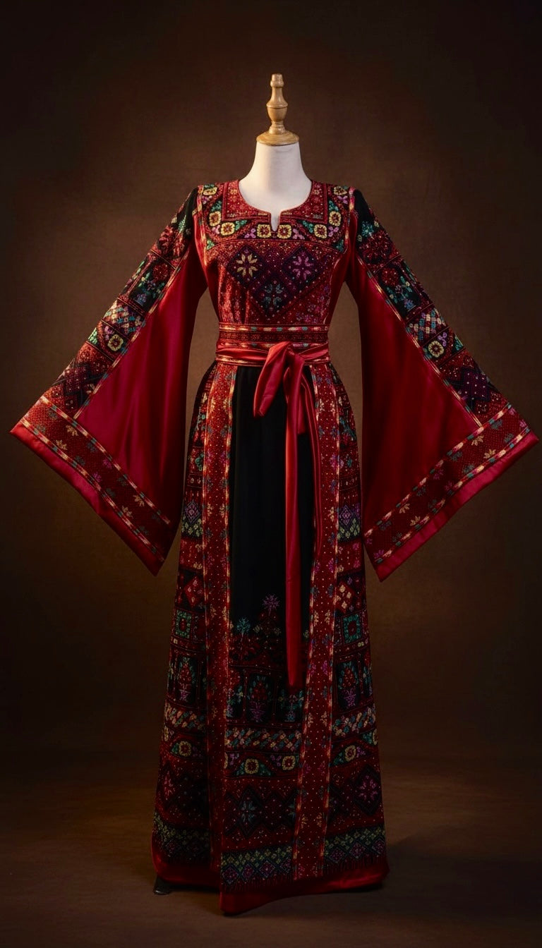Red/ Black Embroidery Palestine Thoub