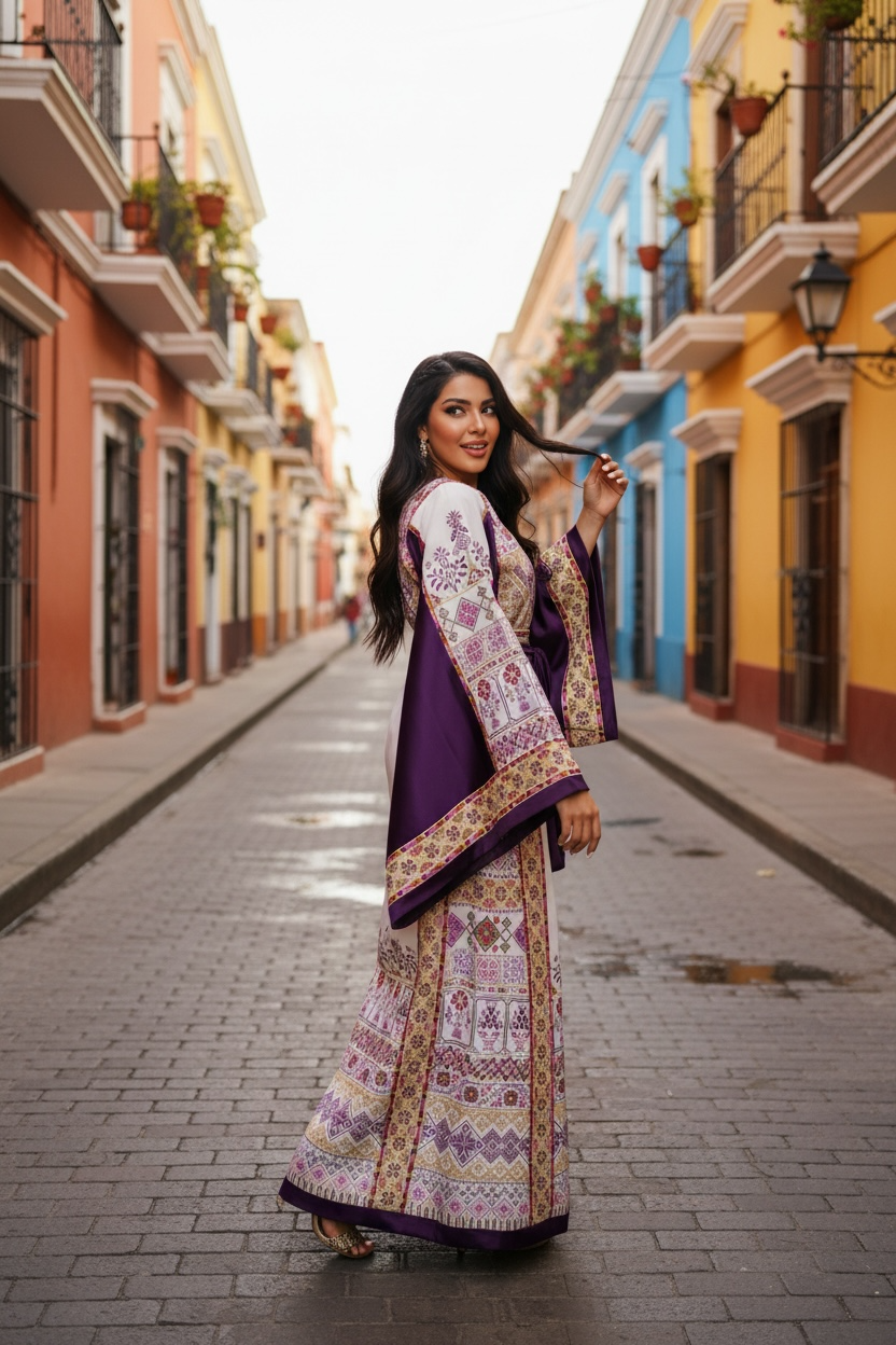 The Imperial Violet Thobe Sultanah Collection Palestine Thoub