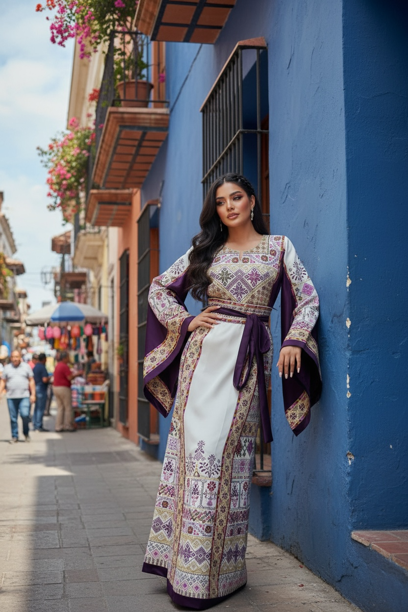 The Imperial Violet Thobe Sultanah Collection Palestine Thoub