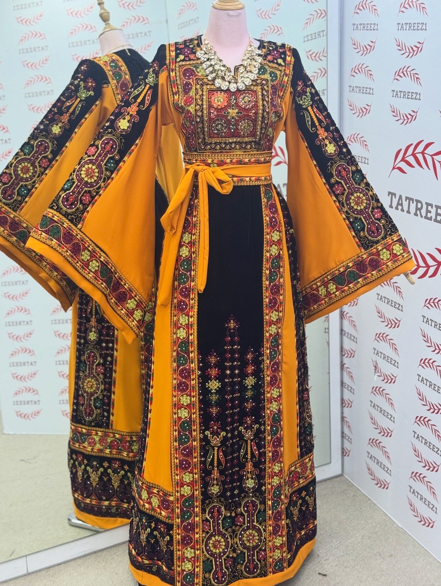 Midnight Velvet Embroidered Palestinian Fellahi Thobe