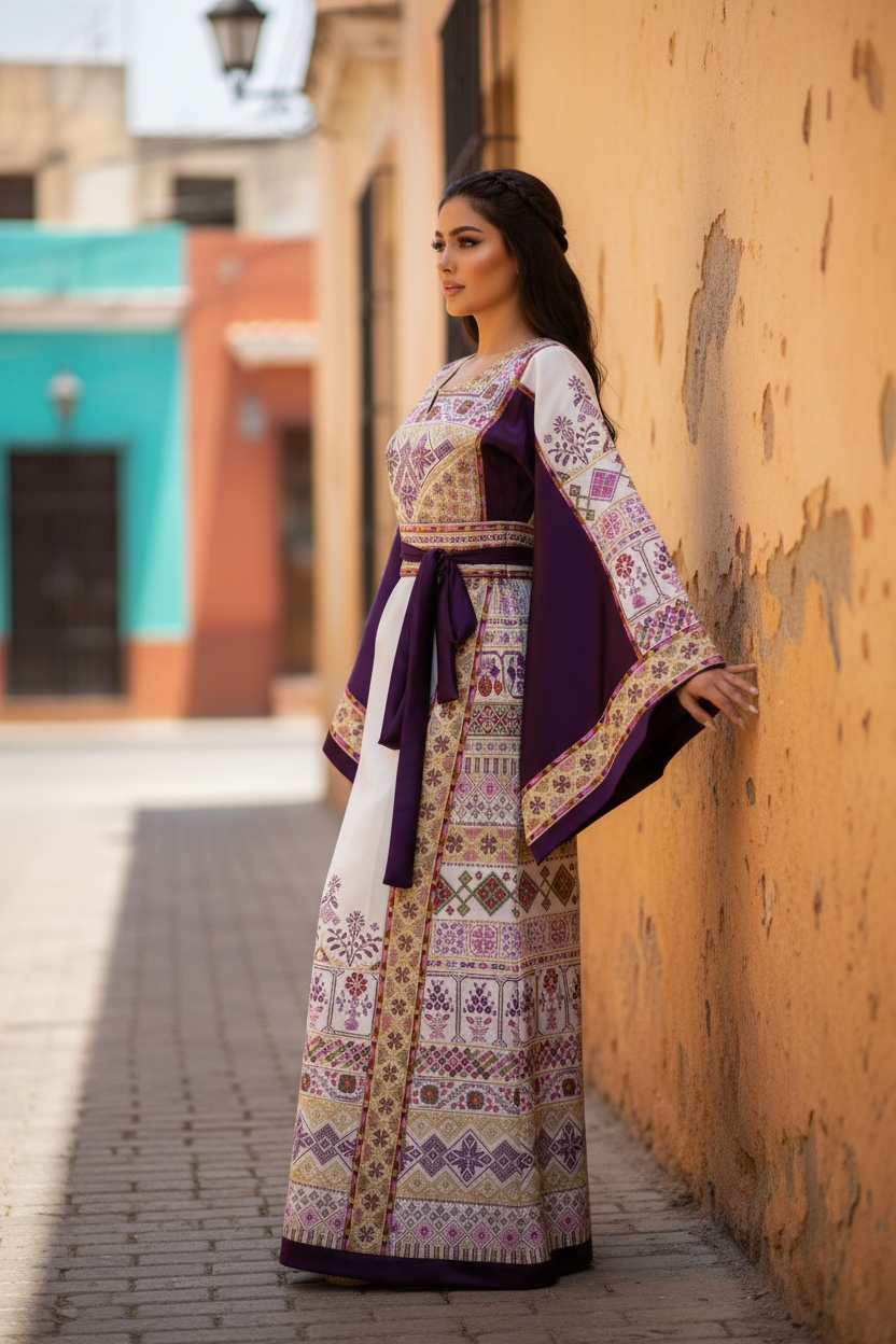 The Imperial Violet Thobe Sultanah Collection Palestine Thoub