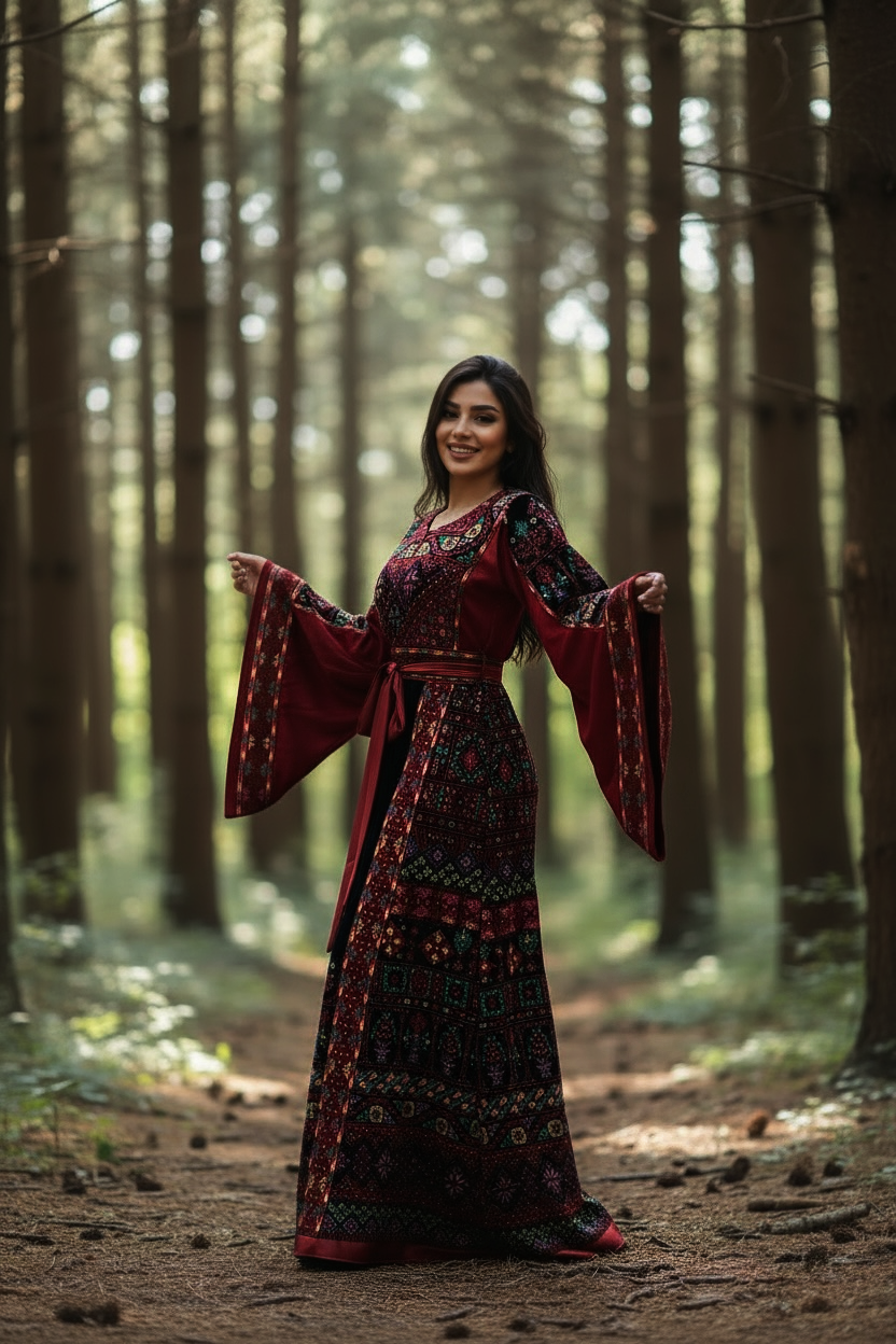 Red/ Black Embroidery Palestine Thoub