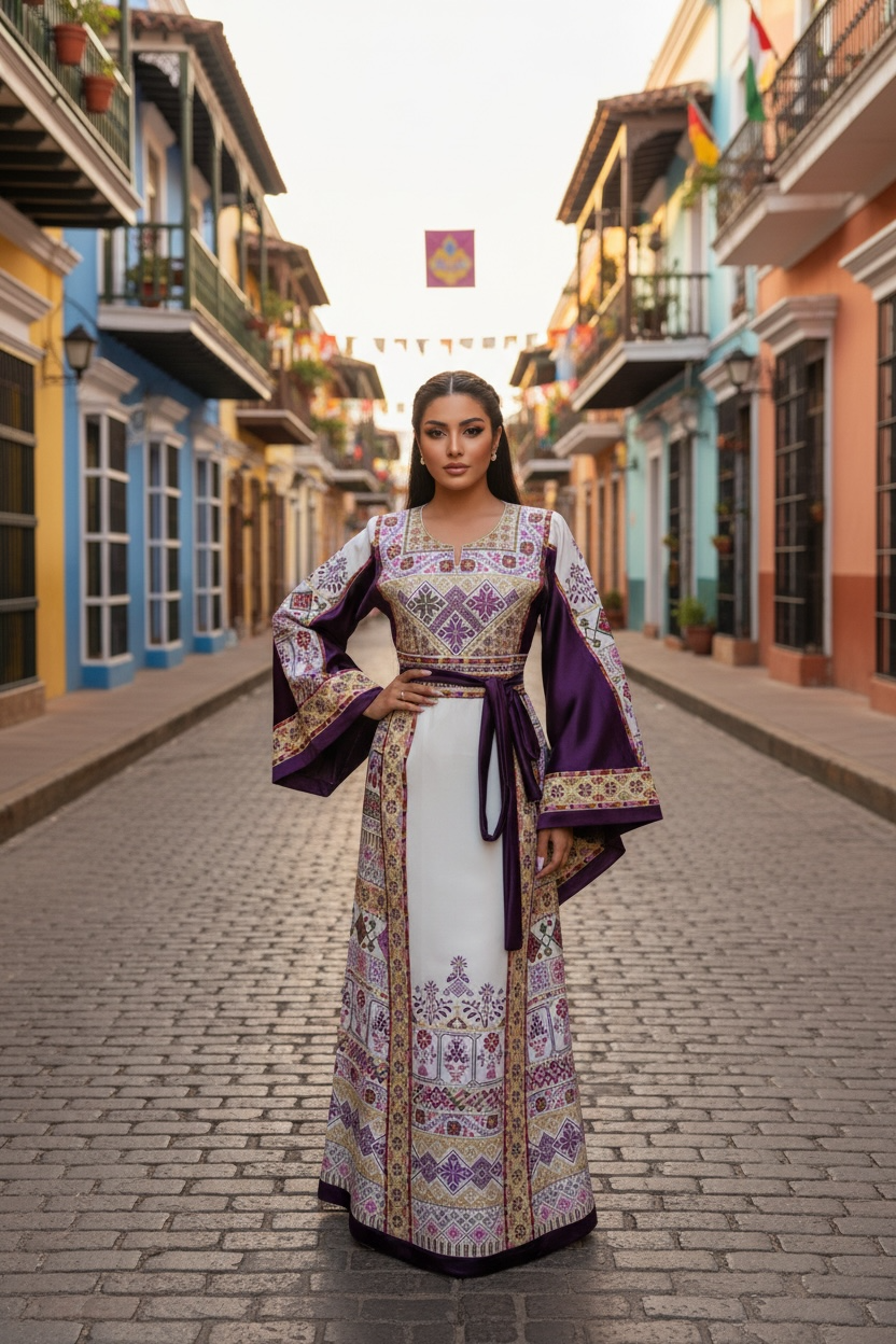 The Imperial Violet Thobe Sultanah Collection Palestine Thoub