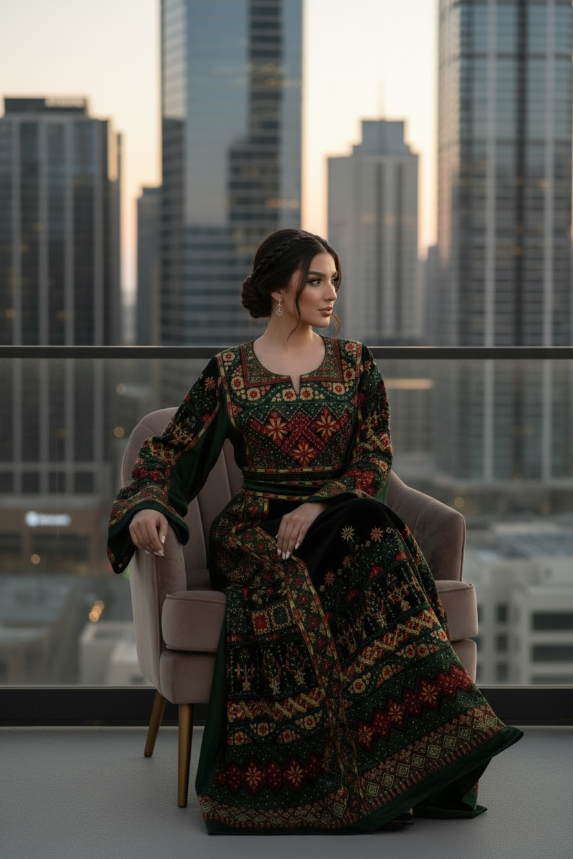 The Royal Green The Sultanah Collection Palestine Thoub