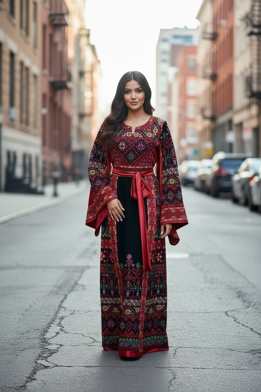 Red/ Black Embroidery Palestine Thoub