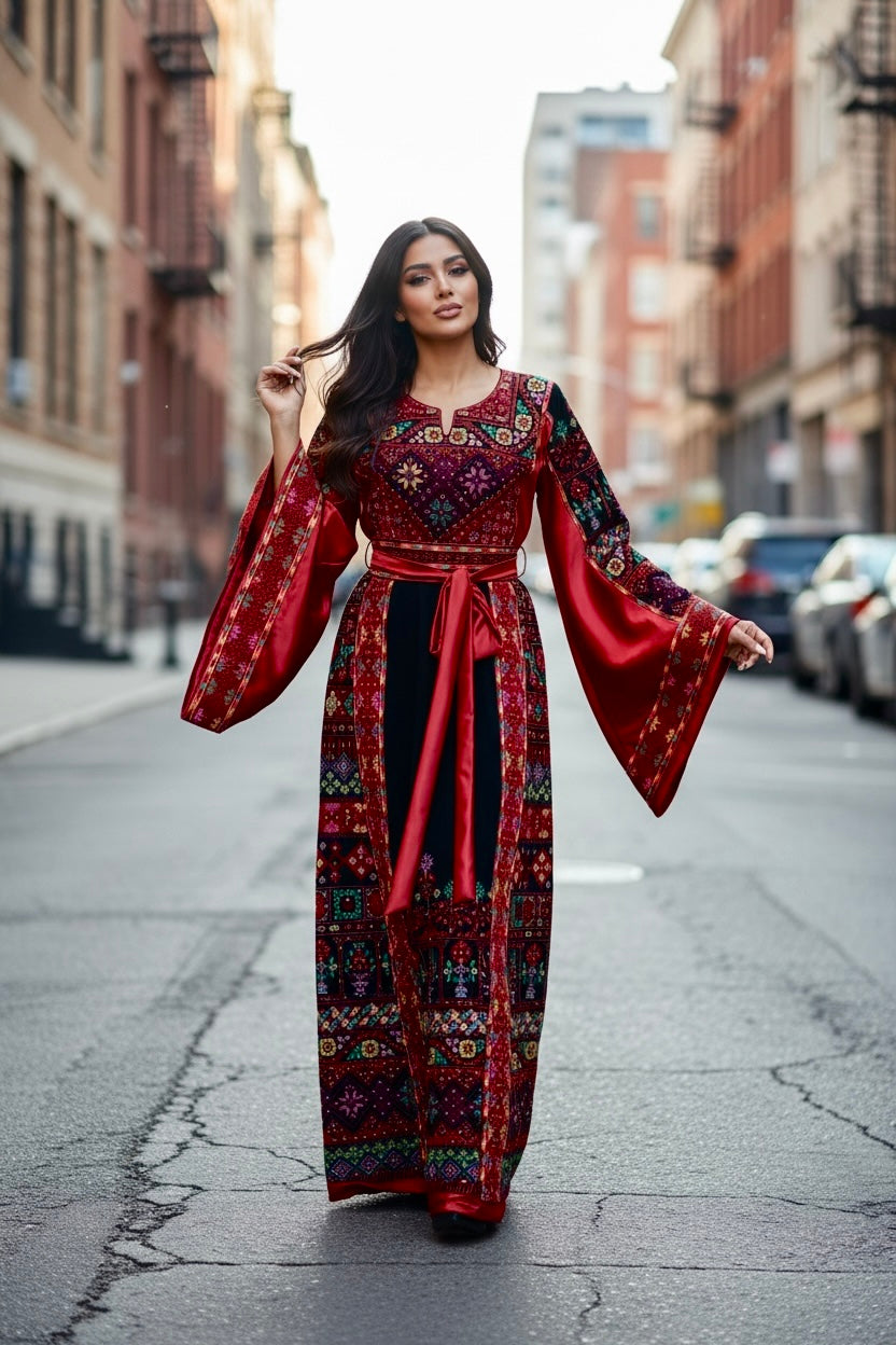 Red/ Black Embroidery Palestine Thoub