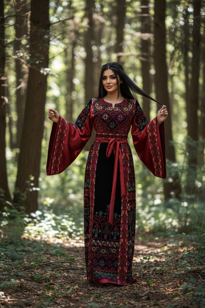 Red/ Black Embroidery Palestine Thoub