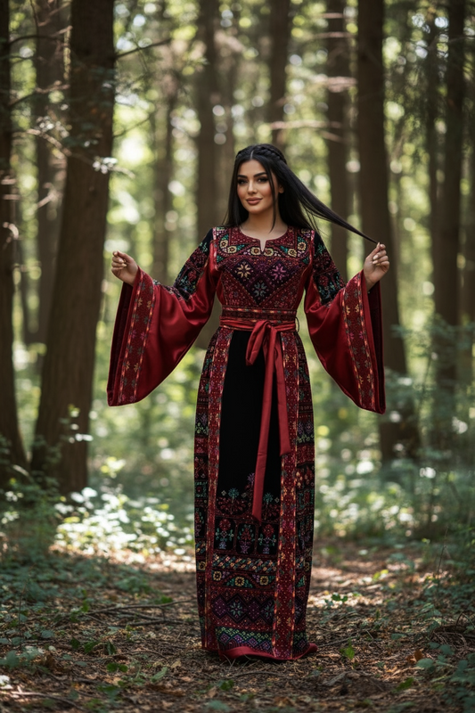 Red/ Black Embroidery Palestine Thoub