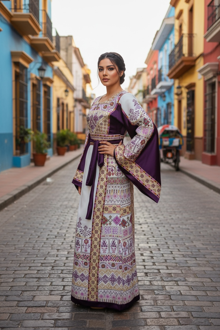 The Imperial Violet Thobe Sultanah Collection Palestine Thoub