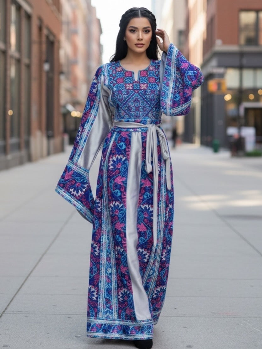 The Sapphire & Silver Majesty Palestine Thobe