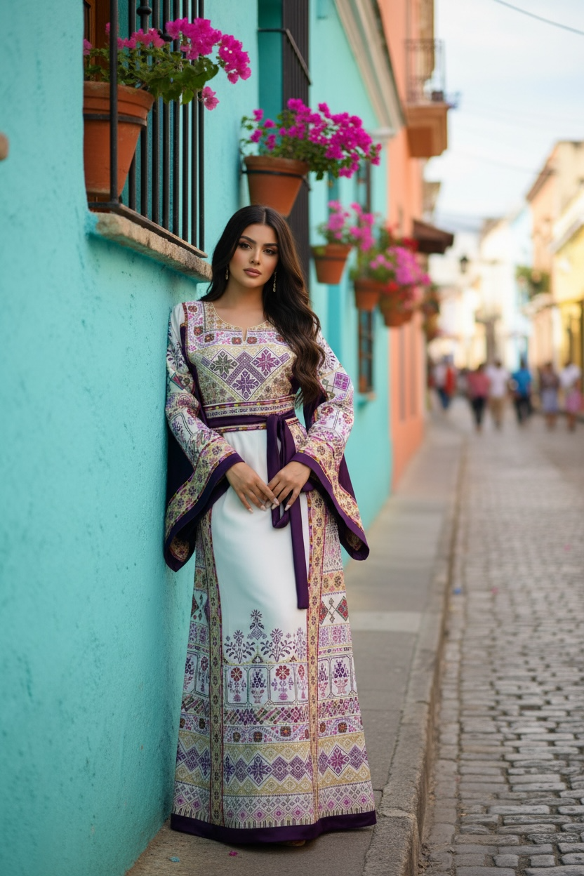 The Imperial Violet Thobe Sultanah Collection Palestine Thoub