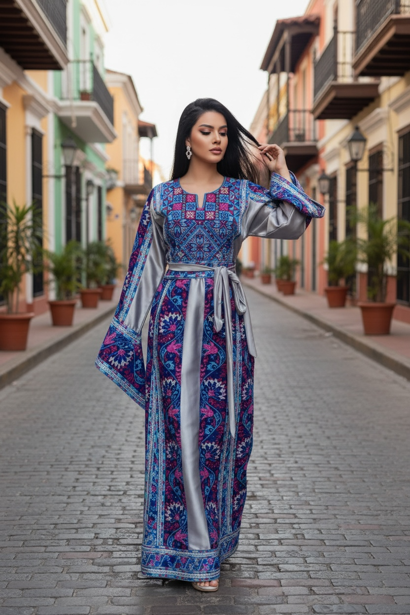 The Sapphire & Silver Majesty Palestine Thobe