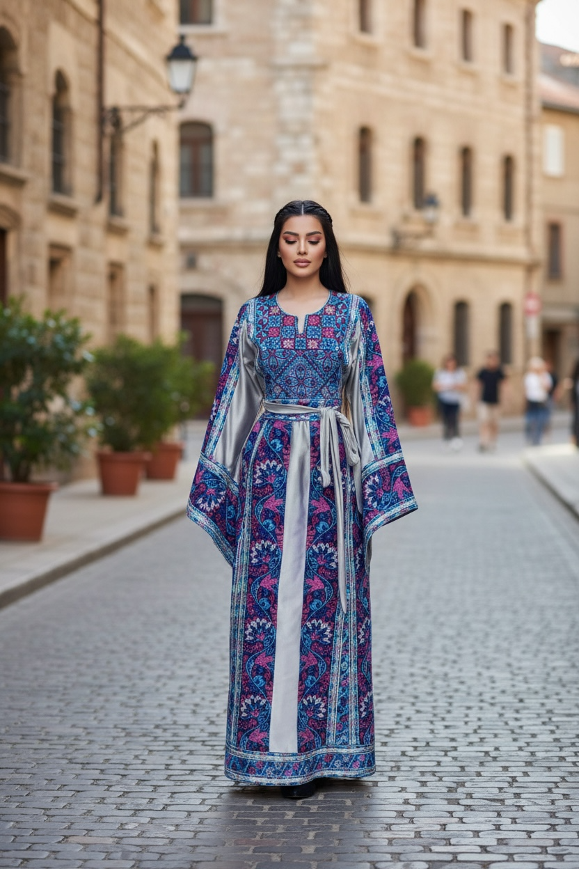 The Sapphire & Silver Majesty Palestine Thobe