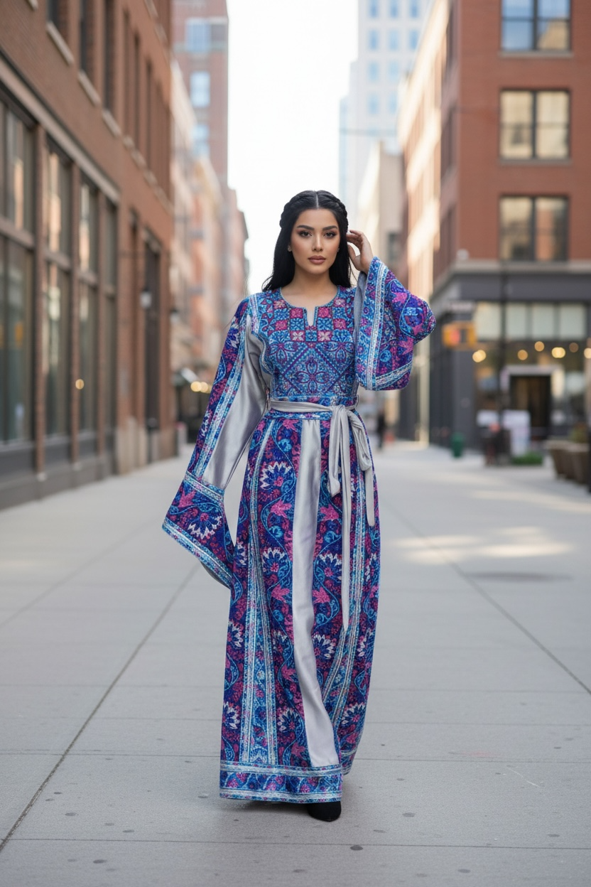 The Sapphire & Silver Majesty Palestine Thobe