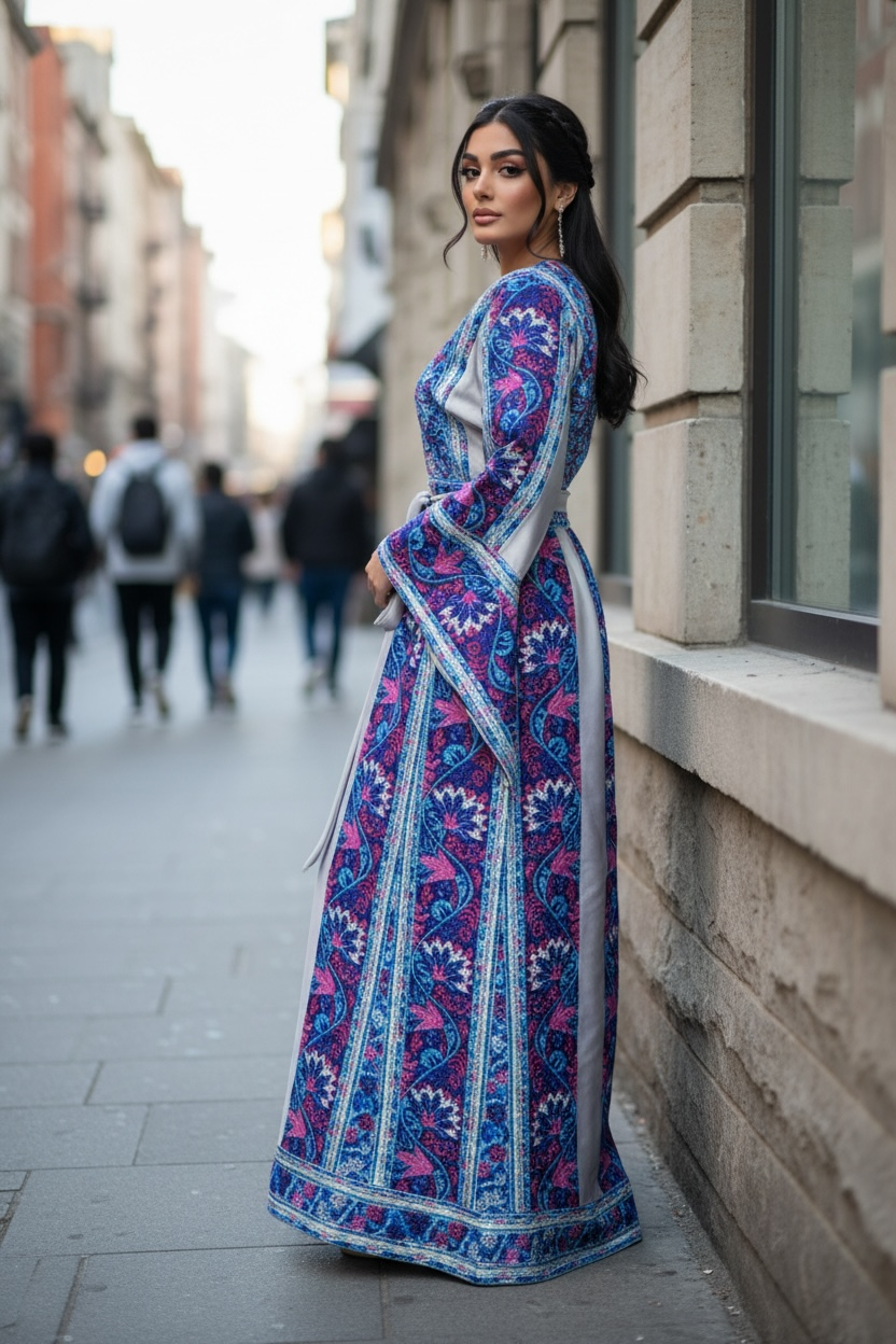 The Sapphire & Silver Majesty Palestine Thobe