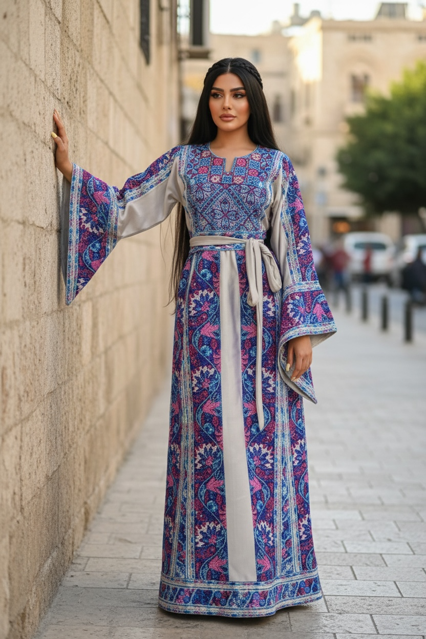 The Sapphire & Silver Majesty Palestine Thobe