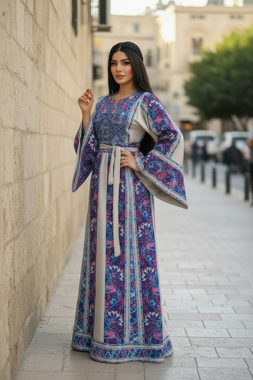 The Sapphire & Silver Majesty Palestine Thobe