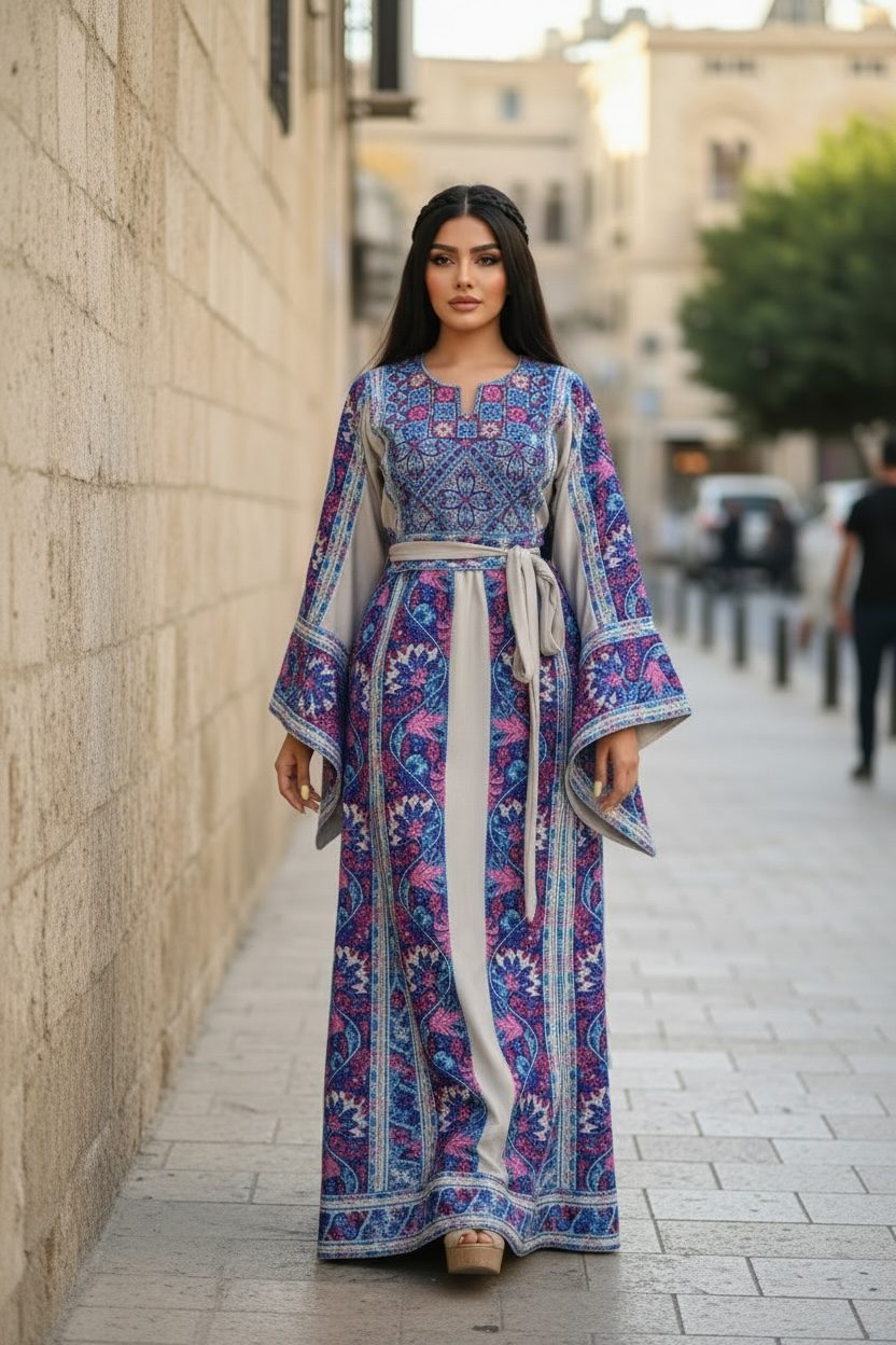 The Sapphire & Silver Majesty Palestine Thobe